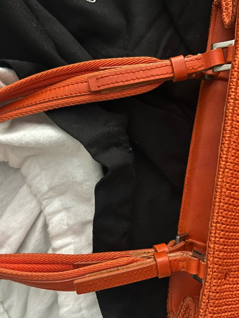 Y2K Wool Prada Orange Knit Triangle Logo Shoulder Bag - Picture 3 of 10